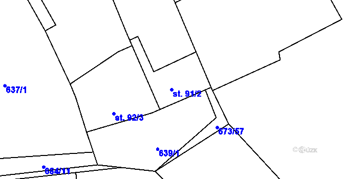 Parcela st. 91/2 v KÚ Holedeč, Katastrální mapa