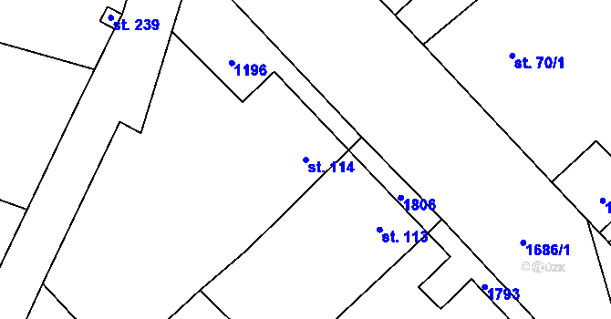 Parcela st. 114 v KÚ Holedeč, Katastrální mapa