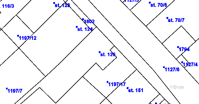 Parcela st. 126 v KÚ Holedeč, Katastrální mapa