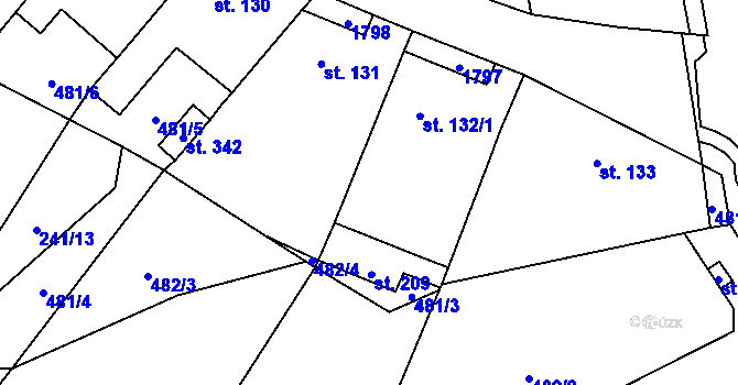 Parcela st. 132/2 v KÚ Holedeč, Katastrální mapa
