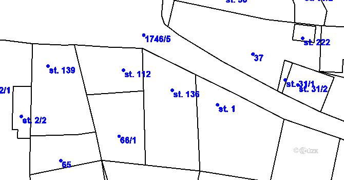 Parcela st. 136 v KÚ Holedeč, Katastrální mapa