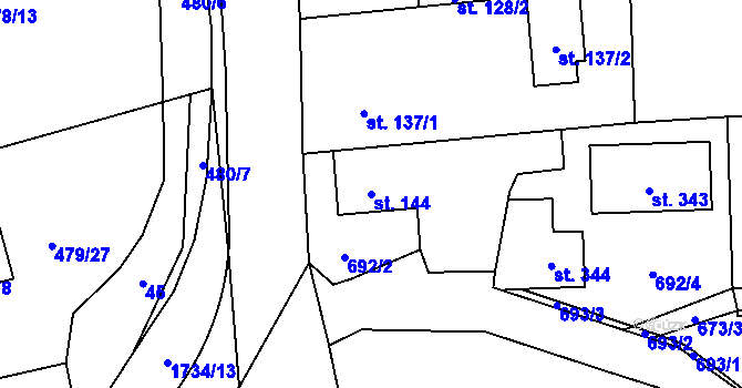 Parcela st. 144 v KÚ Holedeč, Katastrální mapa