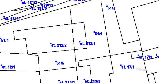 Parcela st. 212/1 v KÚ Holedeč, Katastrální mapa