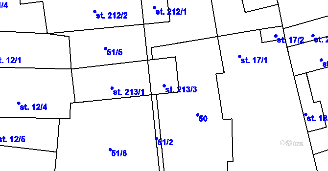 Parcela st. 213/3 v KÚ Holedeč, Katastrální mapa