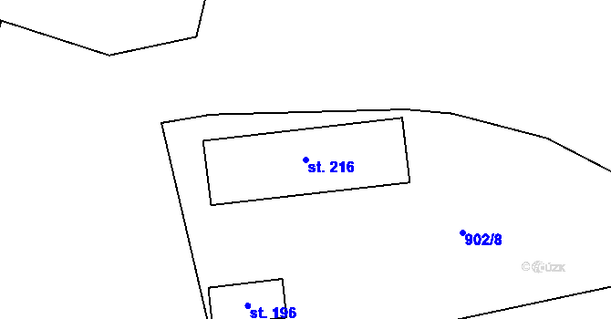 Parcela st. 216 v KÚ Holedeč, Katastrální mapa