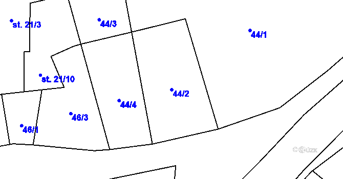 Parcela st. 44/2 v KÚ Holedeč, Katastrální mapa