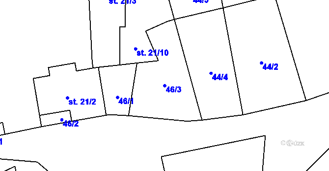 Parcela st. 46/3 v KÚ Holedeč, Katastrální mapa