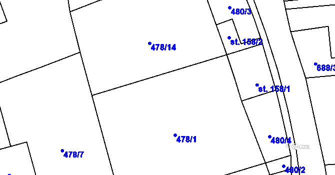 Parcela st. 478/1 v KÚ Holedeč, Katastrální mapa