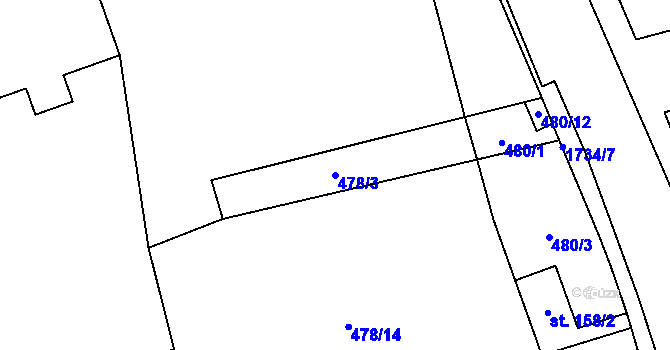 Parcela st. 478/3 v KÚ Holedeč, Katastrální mapa