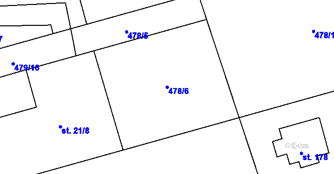 Parcela st. 478/6 v KÚ Holedeč, Katastrální mapa
