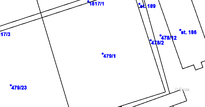 Parcela st. 479/1 v KÚ Holedeč, Katastrální mapa