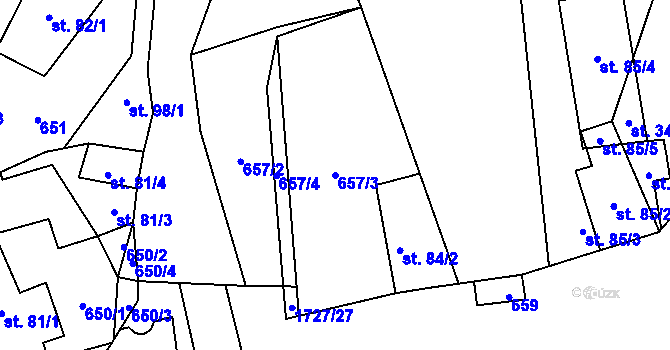 Parcela st. 657/3 v KÚ Holedeč, Katastrální mapa