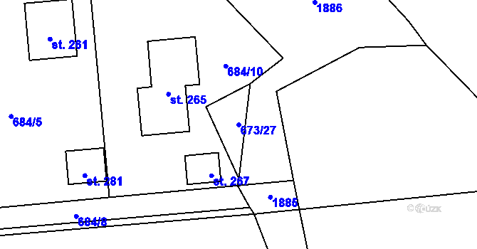 Parcela st. 673/27 v KÚ Holedeč, Katastrální mapa