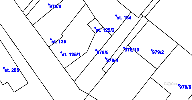 Parcela st. 978/5 v KÚ Holedeč, Katastrální mapa