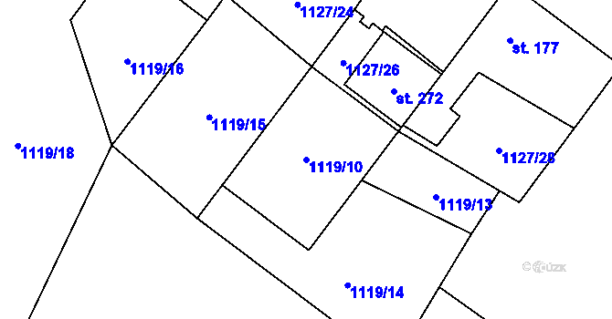 Parcela st. 1119/10 v KÚ Holedeč, Katastrální mapa