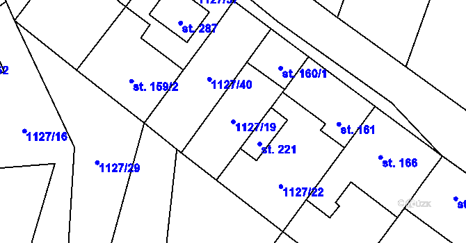Parcela st. 1127/19 v KÚ Holedeč, Katastrální mapa