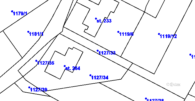 Parcela st. 1127/33 v KÚ Holedeč, Katastrální mapa
