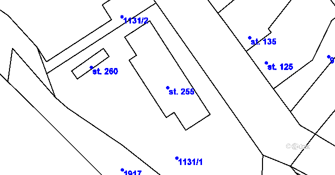 Parcela st. 255 v KÚ Holedeč, Katastrální mapa
