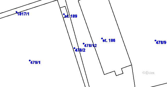 Parcela st. 478/12 v KÚ Holedeč, Katastrální mapa