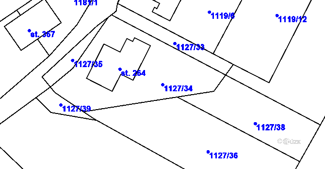 Parcela st. 1127/34 v KÚ Holedeč, Katastrální mapa