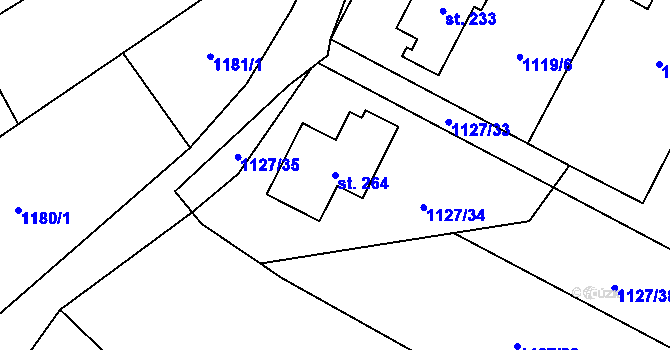 Parcela st. 264 v KÚ Holedeč, Katastrální mapa