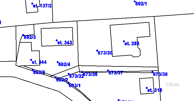 Parcela st. 673/30 v KÚ Holedeč, Katastrální mapa