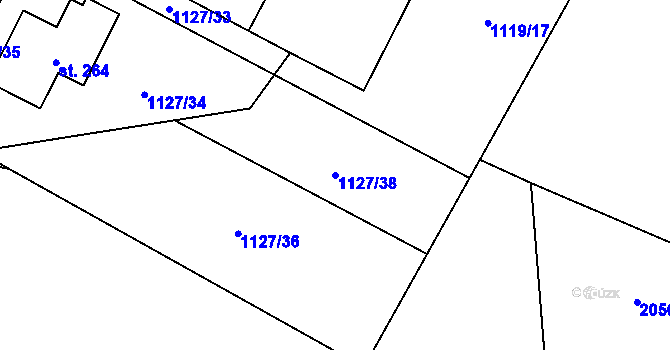 Parcela st. 1127/38 v KÚ Holedeč, Katastrální mapa