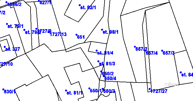 Parcela st. 81/4 v KÚ Holedeč, Katastrální mapa