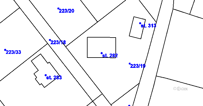 Parcela st. 282 v KÚ Holedeč, Katastrální mapa