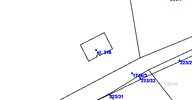 Parcela st. 316 v KÚ Holedeč, Katastrální mapa