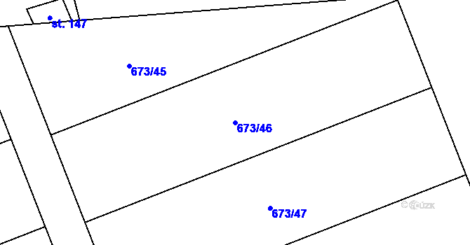Parcela st. 673/46 v KÚ Holedeč, Katastrální mapa