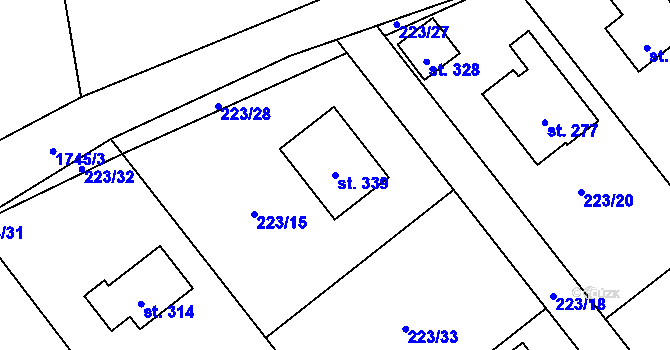 Parcela st. 339 v KÚ Holedeč, Katastrální mapa