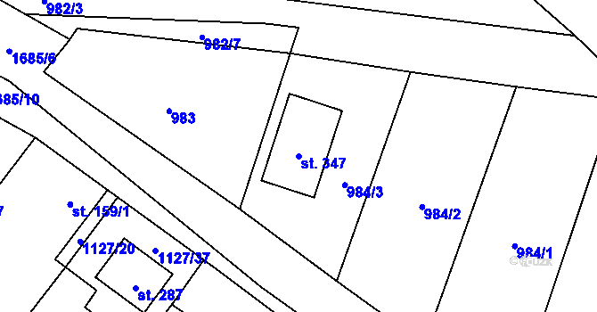 Parcela st. 347 v KÚ Holedeč, Katastrální mapa