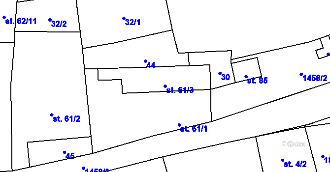 Parcela st. 61/3 v KÚ Veletice, Katastrální mapa
