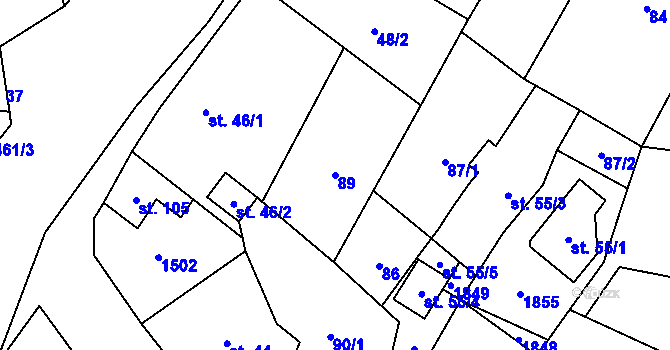 Parcela st. 89 v KÚ Veletice, Katastrální mapa