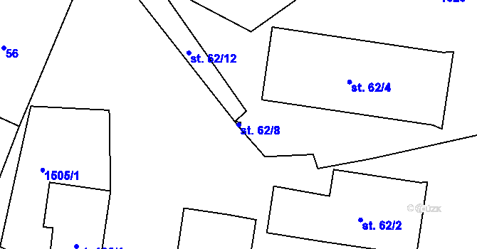 Parcela st. 62/8 v KÚ Veletice, Katastrální mapa