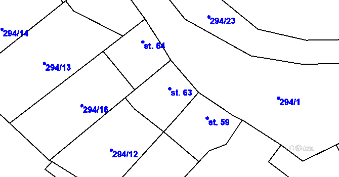 Parcela st. 63 v KÚ Holešín, Katastrální mapa
