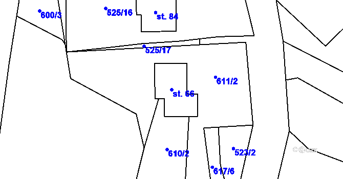 Parcela st. 66 v KÚ Holešín, Katastrální mapa