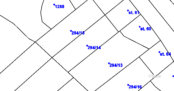 Parcela st. 294/14 v KÚ Holešín, Katastrální mapa