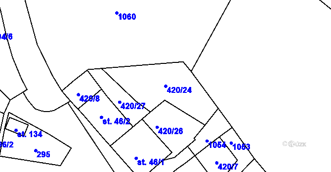 Parcela st. 420/24 v KÚ Holešín, Katastrální mapa