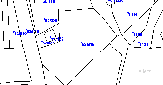 Parcela st. 525/15 v KÚ Holešín, Katastrální mapa
