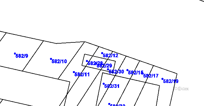 Parcela st. 582/12 v KÚ Holešín, Katastrální mapa