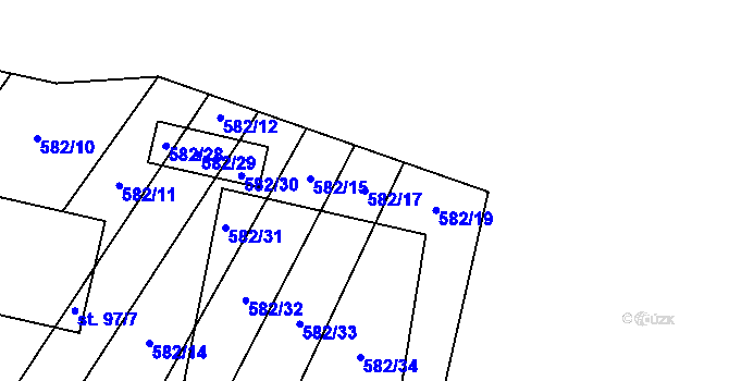 Parcela st. 582/17 v KÚ Holešín, Katastrální mapa