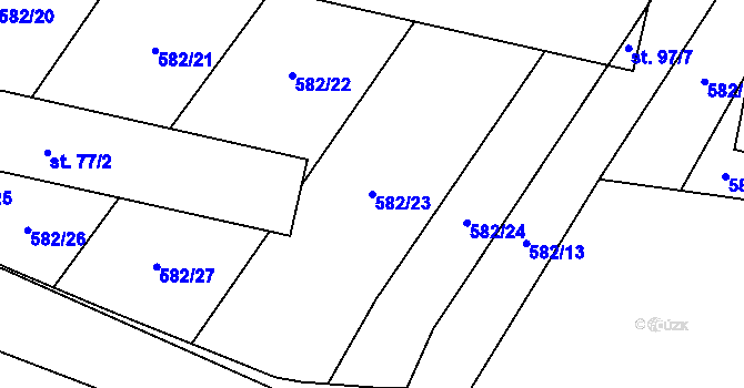 Parcela st. 582/23 v KÚ Holešín, Katastrální mapa