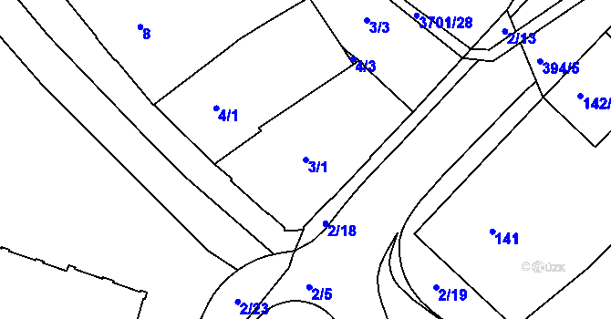 Parcela st. 3/1 v KÚ Holešov, Katastrální mapa