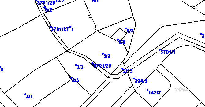 Parcela st. 3/2 v KÚ Holešov, Katastrální mapa