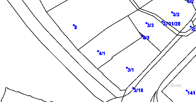 Parcela st. 4/1 v KÚ Holešov, Katastrální mapa