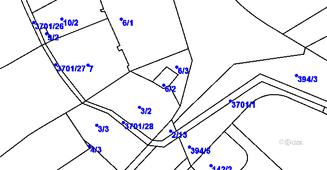 Parcela st. 6/2 v KÚ Holešov, Katastrální mapa