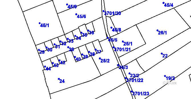 Parcela st. 37 v KÚ Holešov, Katastrální mapa