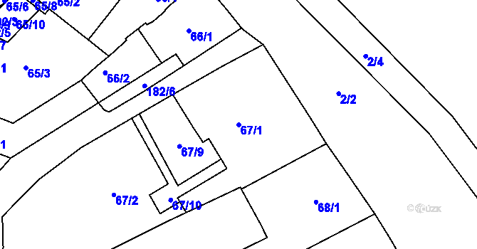 Parcela st. 67/1 v KÚ Holešov, Katastrální mapa